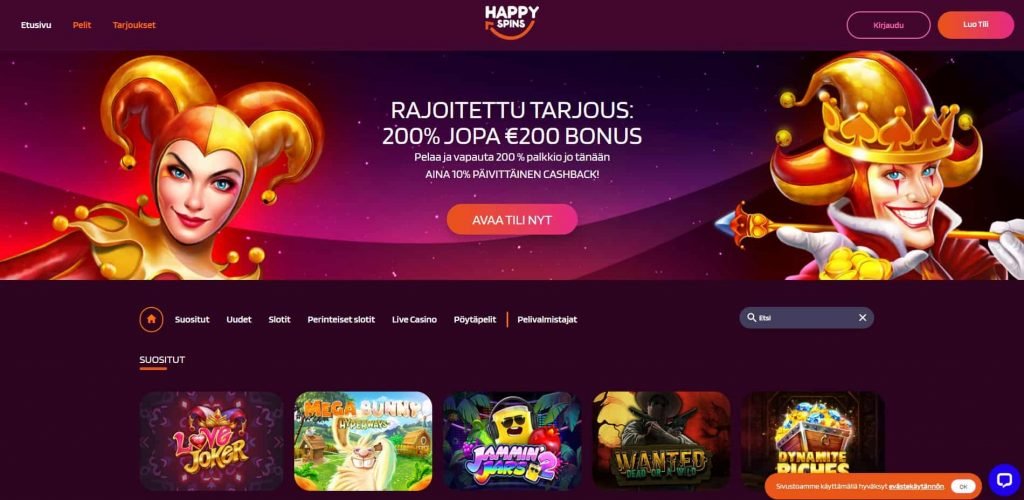 Happy Spins Casino etusivu