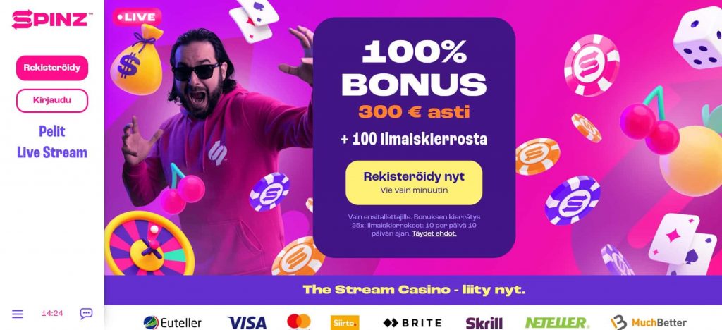 Spinz Casino etusivu