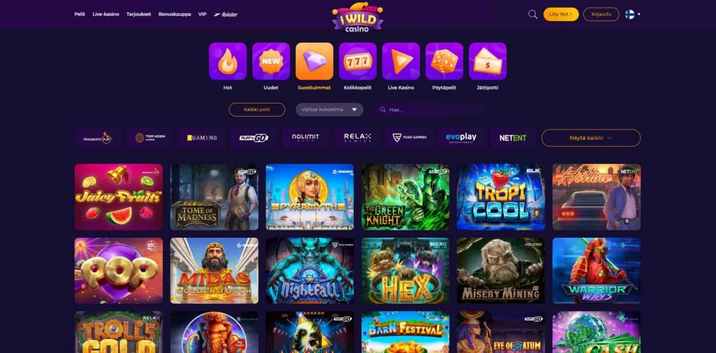 iWild Casino pelivalikoima