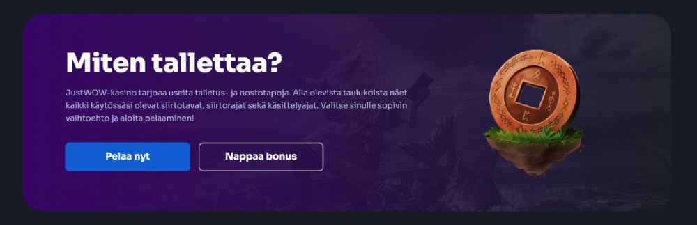 JustWOW Casino - miten tallettaa