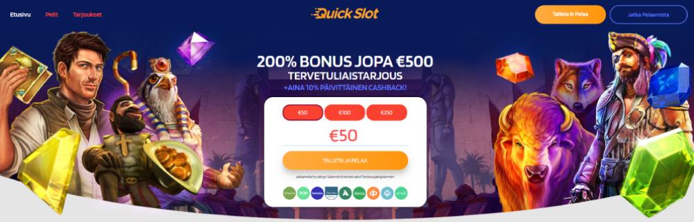 Quickslot Casino tervetulobonus