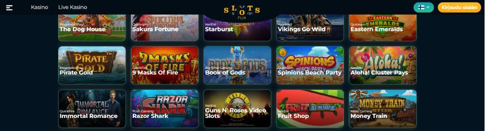 Slotsflix Casino kolikkopelit