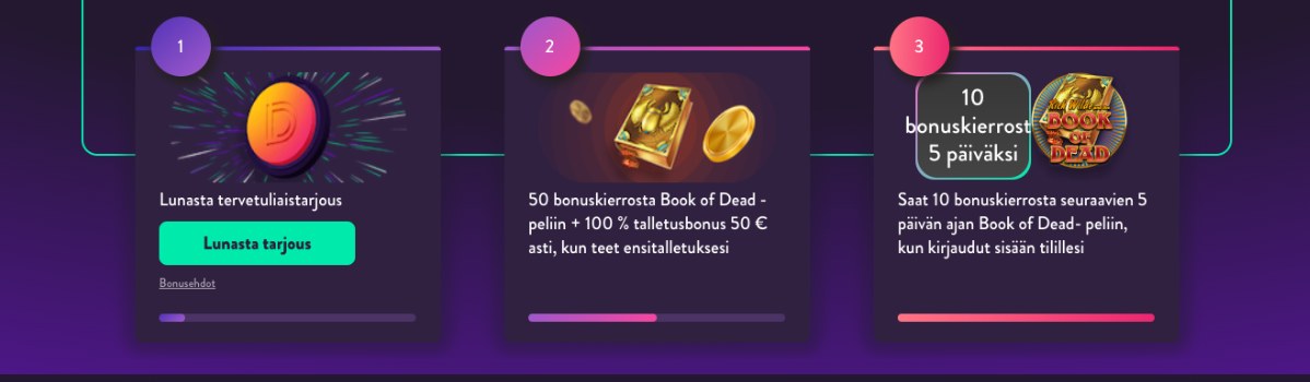 Dunder Casino bonuksen lunastaminen